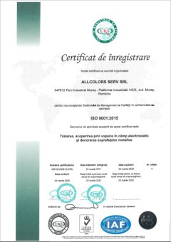 Certificat ISO 9001:2015